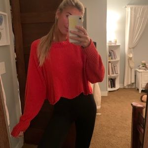 Red cropped sweater